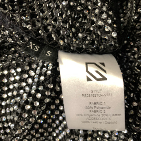 GIUSEPPE DI MORABITO Size S Black Silver Polyamide See Through Dress Top