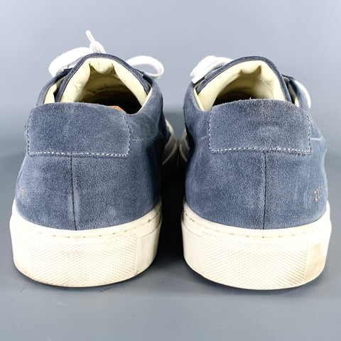 COMMON PROJECTS Size 11 Steel Blue Suede Lace-Up Sneakers