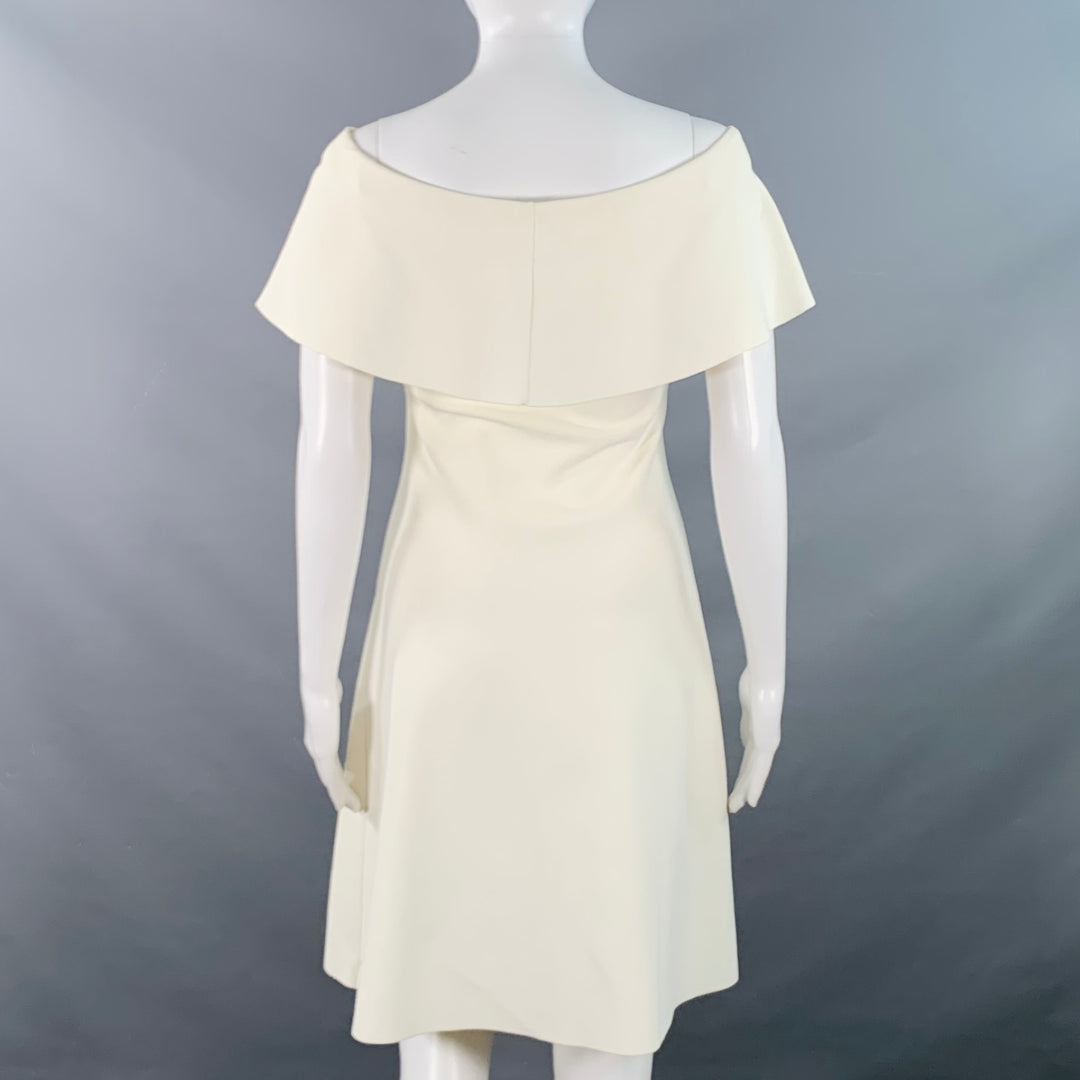 VALENTINO Size XS Cream A-Line Foldover Bateau Cocktail Dress