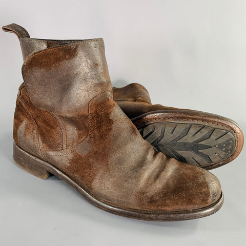 DOLCE & GABBANA Size 10.5 Brown Distressed Roughout Leather Boots