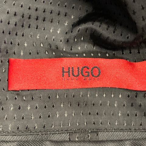 HUGO BOSS Size 44 Black Wool Single Breasted Notch Lapel Suit