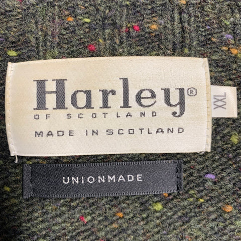 HARLEY Size XXL Green Melange Merino Wool Crew Neck Sweater