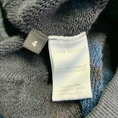 JOHN ELLIOTT Size XL Black Blue Tie Dye Cotton Hooded Sweatshirt