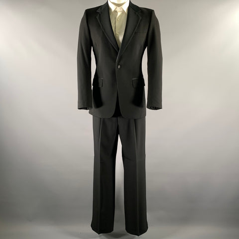BARNEYS Size 38 Black Wool Notch Lapel Tuxedo
