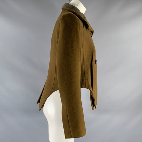 CARVEN Size 4 Brown Wool Blend Asymmetrical Jacket