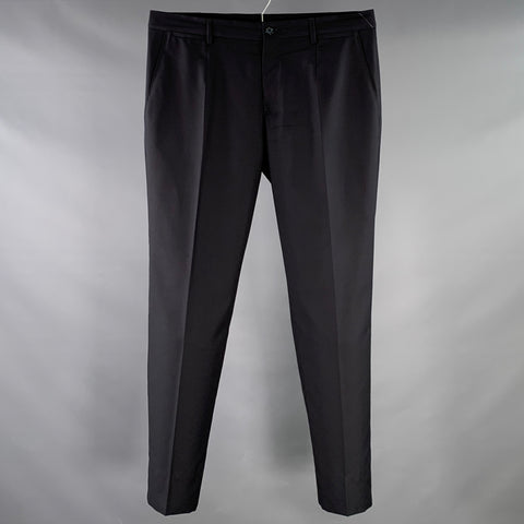 DOLCE & GABBANA Size 34 Navy Wool Silk Tapered Zip Fly Dress Pants
