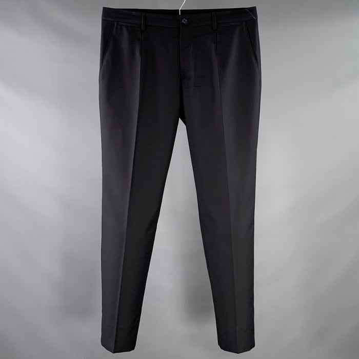 DOLCE & GABBANA Size 34 Navy Wool Silk Tapered Zip Fly Dress Pants