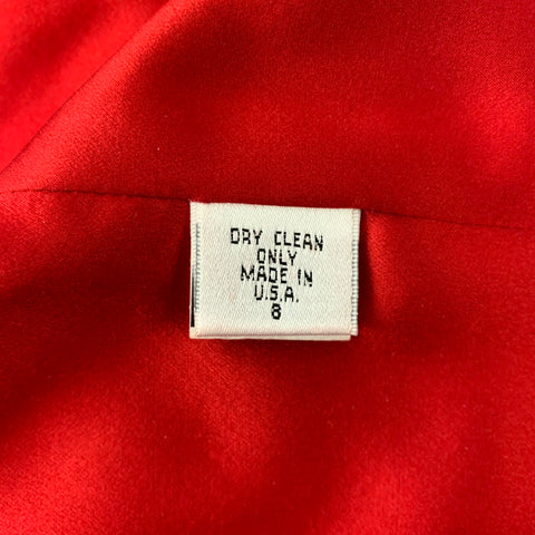 RICHARD TYLER Couture Talla 8 Conjunto de 2 piezas hasta la rodilla con cuentas de rayón de seda roja