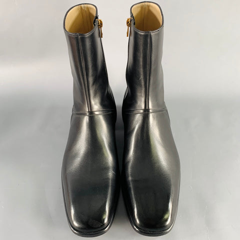 TOM FORD Size 10 Black Leather Side Zipper Boots