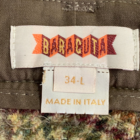 Pantalon décontracté BARACUTA taille 34 en laine à motif pied-de-poule marron multicolore avec braguette zippée