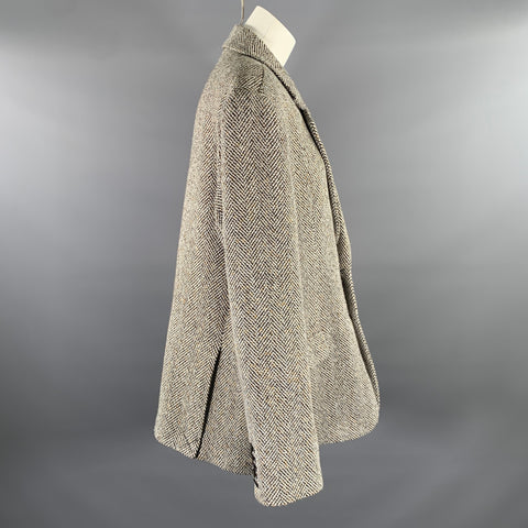 Blazer en polyester et laine RONNY KOBO, taille L, blanc, noir et doré