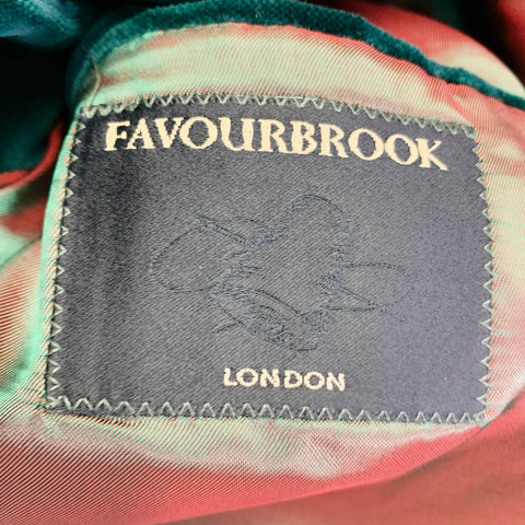 FAVOURBROOK Size 48 Green Velvet Cotton Embroidered Nehru Collar Sport Coat
