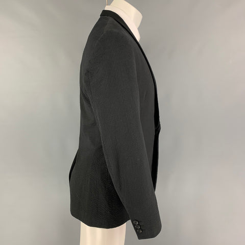 SPENCER HART Size 40 Navy Seersucker Cotton Shawl Collar Sport Coat