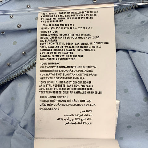 PRADA Taille M Blouson zippé en coton clouté bleu et argent
