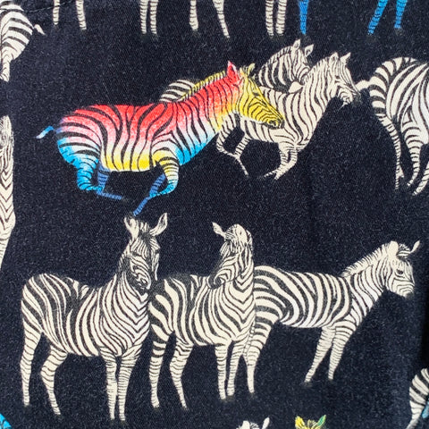 VERSACE JEANS COUTURE Vintage Size 27 Black Multi Color Cotton Blend Zebra High Waisted Jeans