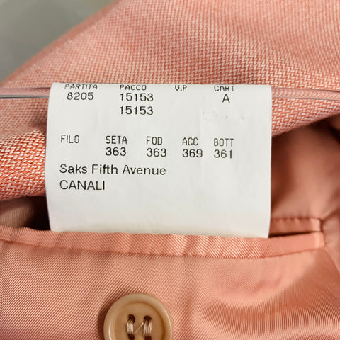 CANALI Size 42 Long Pink Bamboo Rayon Single Breasted Three Button Sport Coat