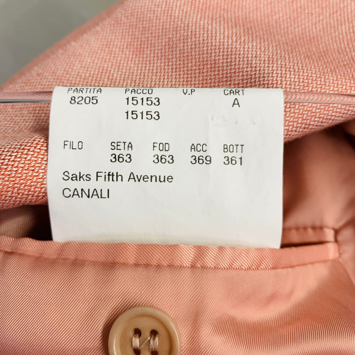 CANALI Size 42 Long Pink Bamboo Rayon Single Breasted Three Button Sport Coat