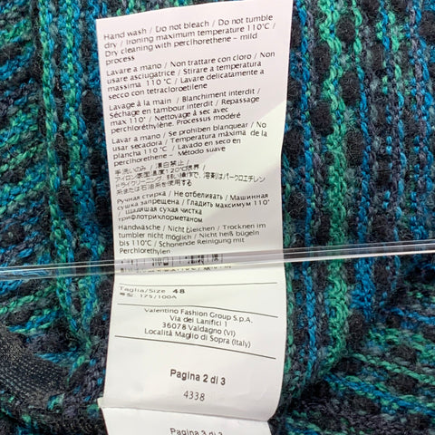 M MISSONI Size 12 Charcoal Green Wool Blend Knit Open Front Coat