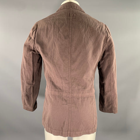 HANNES ROETHER Chest Size S Brown Solid Cotton Blend Notch Lapel Sport Coat