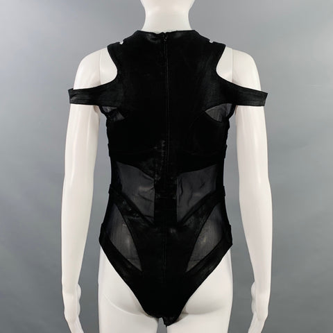 GELAREH Size M Loa Black Cut Out Bodysuit Casual Top