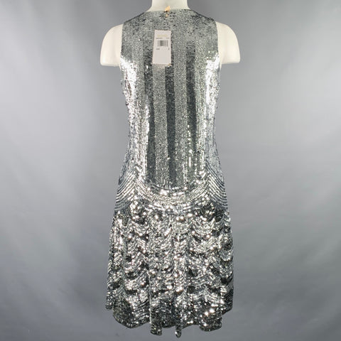 MICHAEL by MICHAEL KORS Size 2 Silver Polyester Sequined Flapper Dress