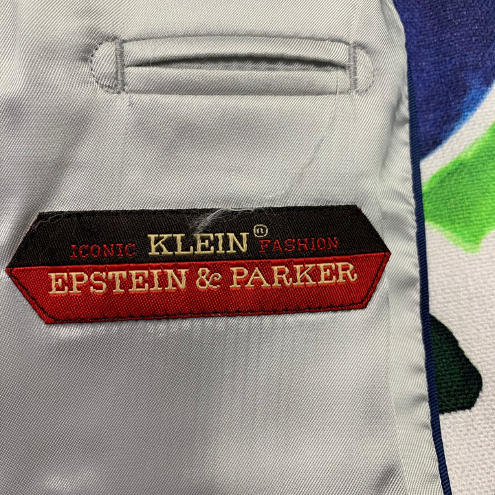 KLEIN EPSTEIN & PARKER Size 38 White Multi Color Graffiti Linen Sport Coat