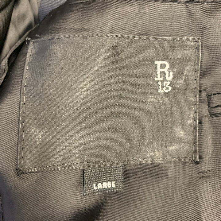 R13 Size L Brown Black White Animal Print Viscose Silk Shawl Collar Sport Coat