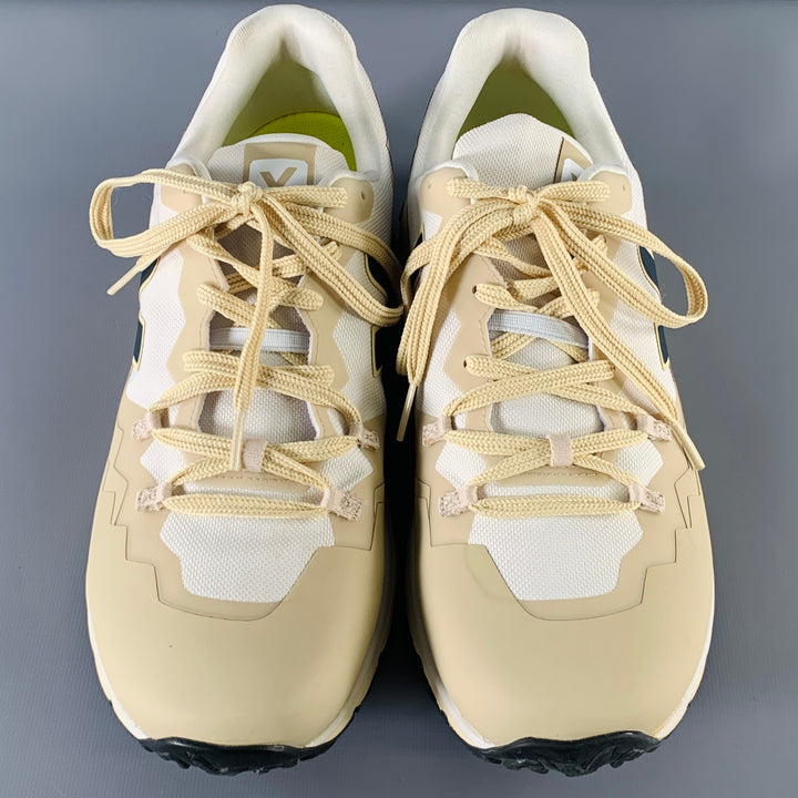 VEJA Size 9 Beige Navy Mixed Materials Sneakers