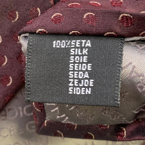 DOLCE & GABBANA  One Size Burgundy Gold Polka Dot Silk Jacquard Tie