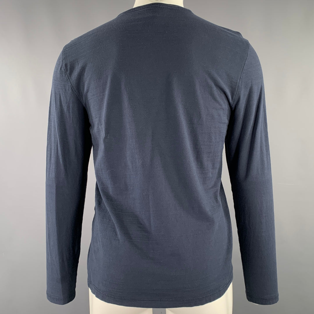JOHN VARVATOS Size M Navy Henley T-shirt