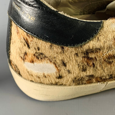 GOLDEN GOOSE Size 9 Beige Brown Calf Hair Mixed Patterns Low Top Sneakers