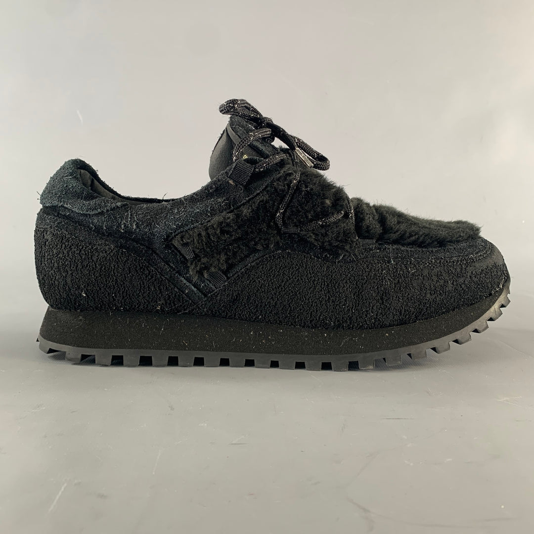 TARVAS Size 11 Black Textured Suede Platform Sneakers