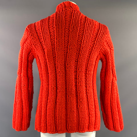 DION LEE Size S Orange Cable Knit Nylon Blend High Collar Sweater
