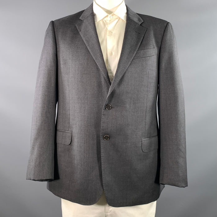 ARMANI COLLEZIONI Chest Size 48 Grey Heather Wool Notch Lapel Sport Coat