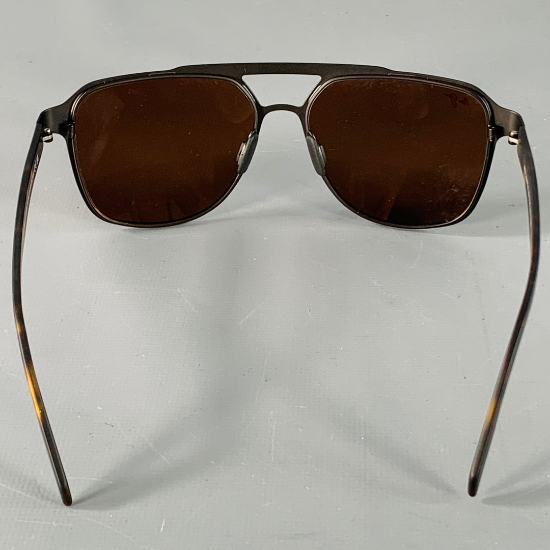 MAUI JIM 2nd Reef Black Brown Tortoiseshell Metal Acetate Pilot Sunglasses