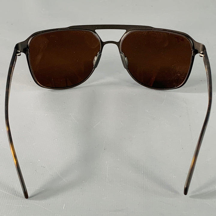 MAUI JIM 2nd Reef Black Brown Tortoiseshell Metal Acetate Pilot Sunglasses