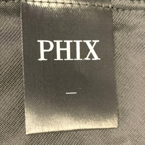 PHIX Size L Black Metallic Silver Pinstripe Velvet Spread Collar Snaps Long Sleeve Shirt