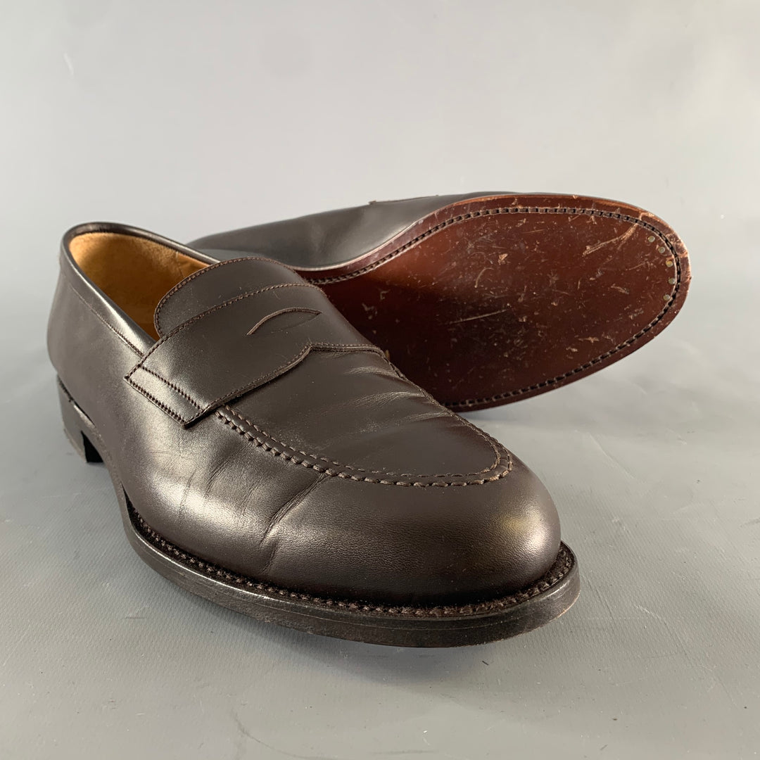 MORJAS Size 10 Brown Leather Penny Loafers