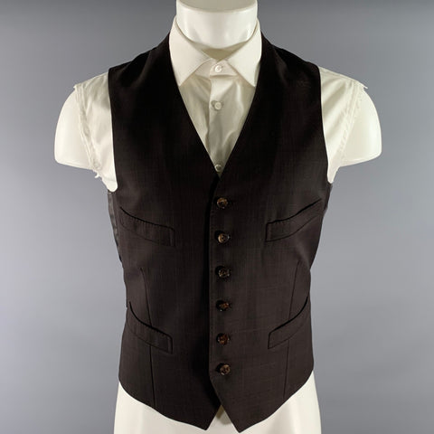 MUSIKA FRERE Chest Size 40 Brown Black Gingham Notch Lapel 32 32 Suit