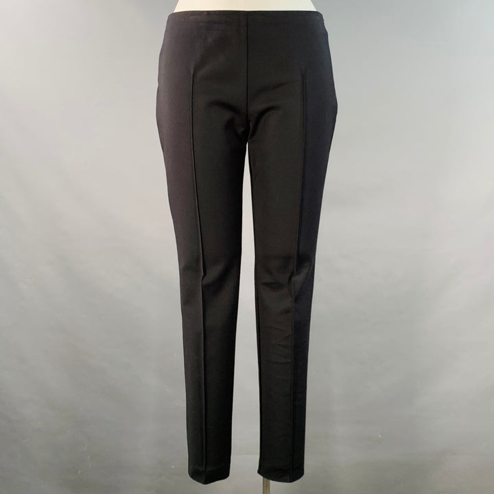 AKRIS Size 12 Black Cotton Blend Side Zipper Dress Pants