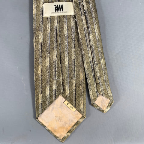 ISSEY MIYAKE Tan Mustard Lines Silk Tie