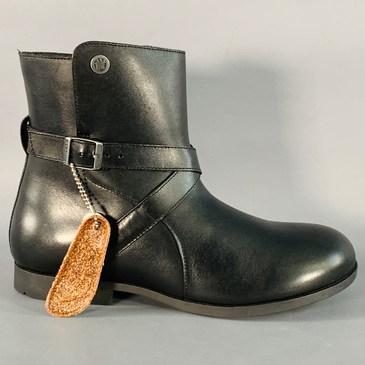 BIRKENSTOCK Size 8 Collins Black Leather Rubber Sole Side Zipper Boots