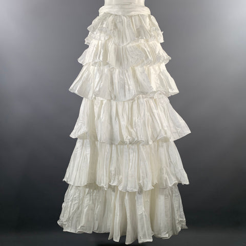 PORTIA & SCARLETT Size M White Polyester Spandex Ruffled Maxi Skirt