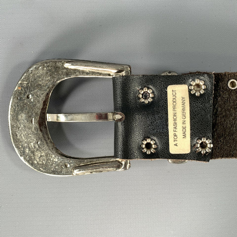GLAMORY Black Silver Leather Belt