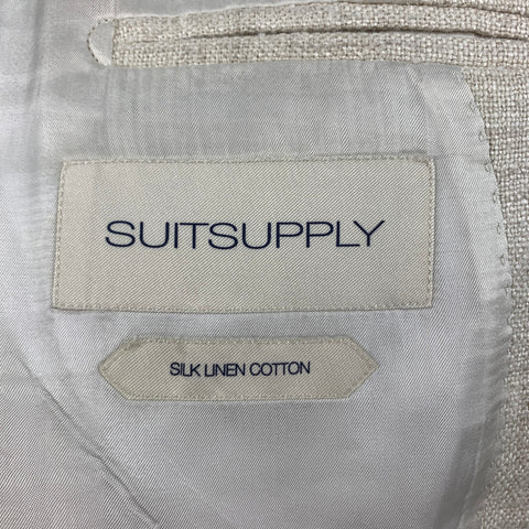 SUIT SUPPLY Chest Size 40 Beige Textured Silk Blend Shawl Collar Sport Coat