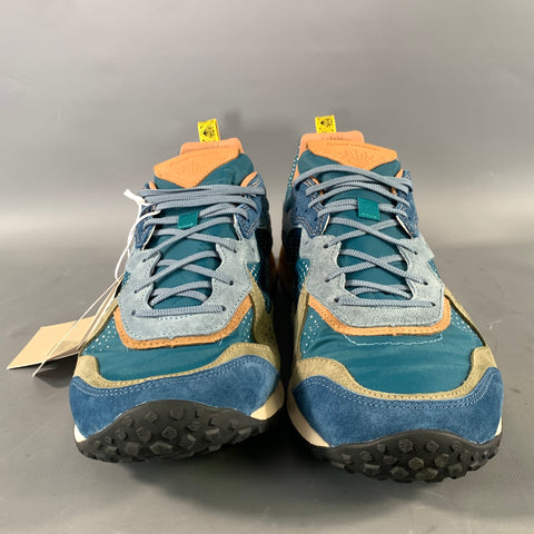 FLOWER MOUNTAIN Size 11.5 Blue Green Color Block Suede & Nylon Sneakers