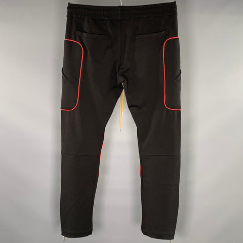RHUDE Size S Black Red & Yellow Mixed Patterns Joggers Casual Pants