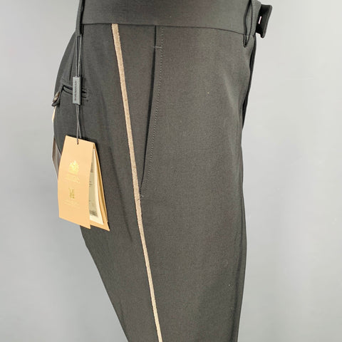 BURBERRY Size 40 Black Wool Tuxedo Dress Pants