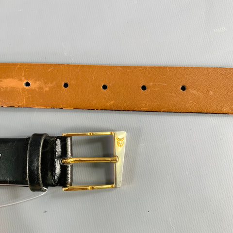 CHRISTIAN DIOR Size 42 Black Gold Leather Belt