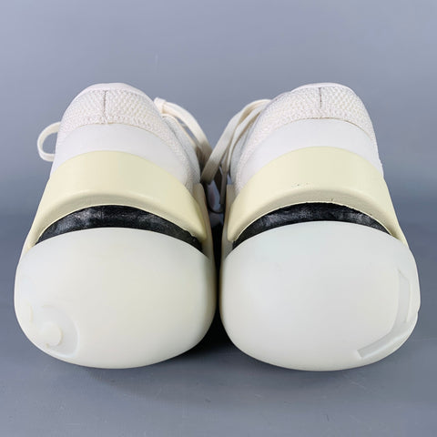 Y-3 Size 12 White Black Orange Color Block Mesh Lace-Up Sneakers